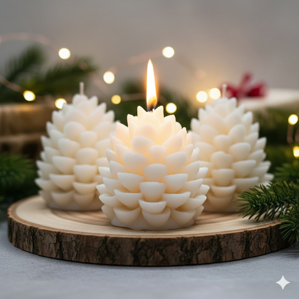 Lumânare parfumată con de brad, Aromă Ciocolată și portocală